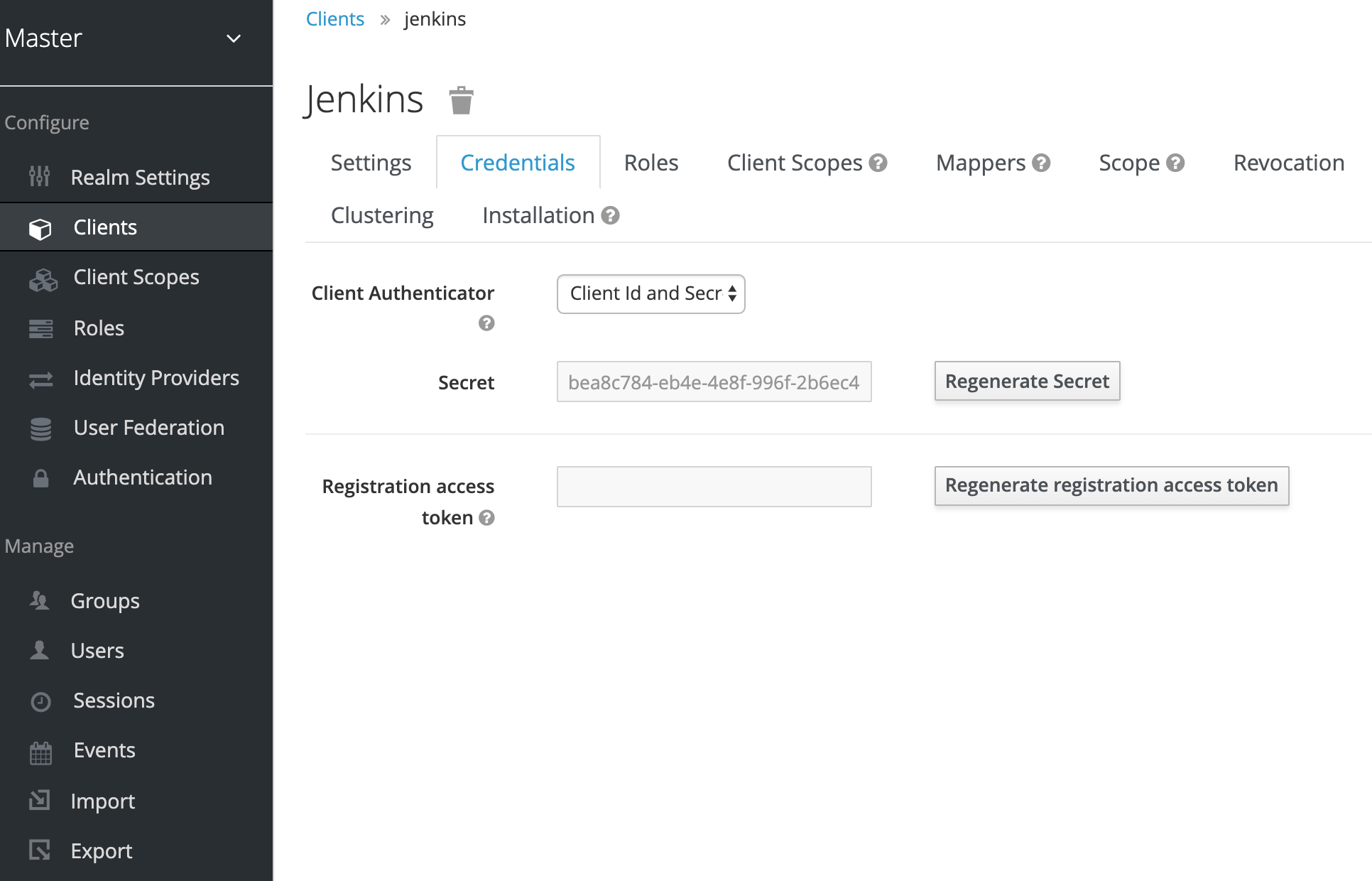 Keycloak - Configure Jenkins via UI